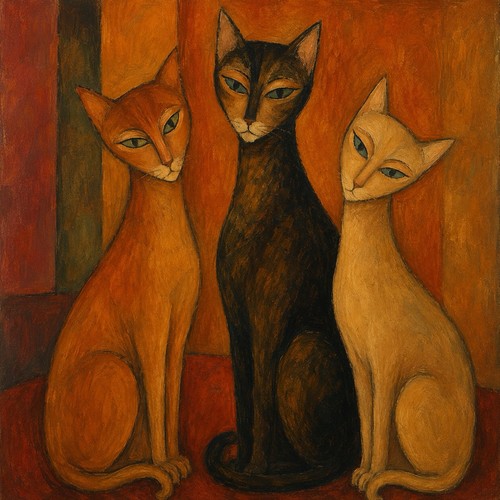 Katze katzen warm gemälde - katzen,
